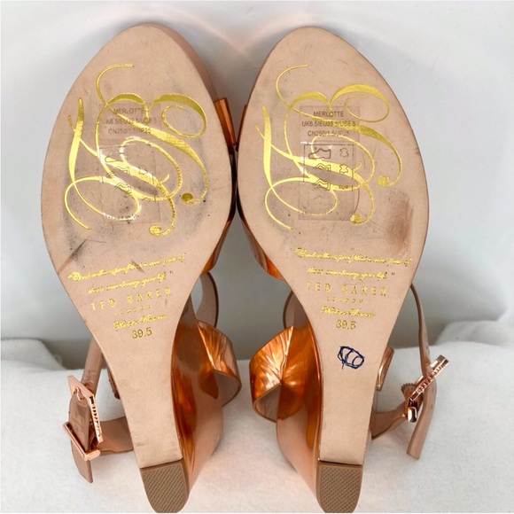 Ted Baker London Merlotte Platform Wedge Rose Gold Sandals Size 8.5 - Picture 6 of 12